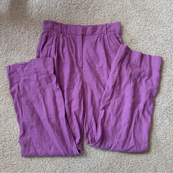 A&F Purple Sloane Linen Blend Wide Leg Pants Size 28/6L - Picture 3 of 7
